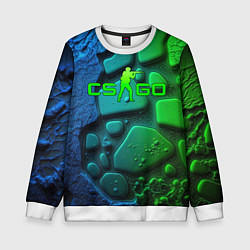 Свитшот детский CS GO green black abstract, цвет: 3D-белый