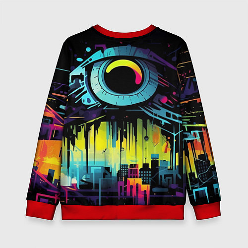 Детский свитшот The eye of cyberpunk / 3D-Красный – фото 2