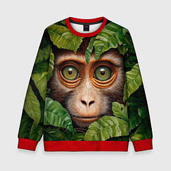 Свитшот детский Обезьяна в джунглях, цвет: 3D-красный
