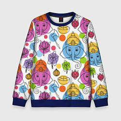 Свитшот детский Индийские слоники, цвет: 3D-синий