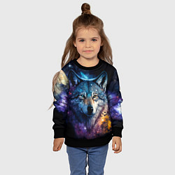 Свитшот детский Космический звездный волк, цвет: 3D-черный — фото 2