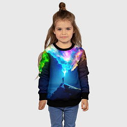 Свитшот детский Цветной космос и горы, цвет: 3D-черный — фото 2
