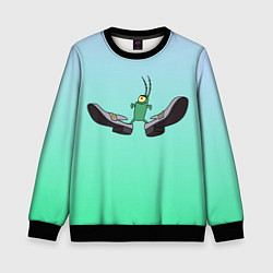 Свитшот детский Планктон в тягах бархатных, цвет: 3D-черный