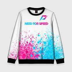 Свитшот детский Need for Speed neon gradient style: символ сверху, цвет: 3D-черный
