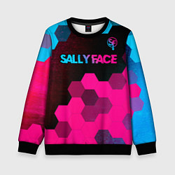 Свитшот детский Sally Face - neon gradient: символ сверху, цвет: 3D-черный