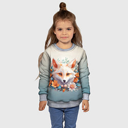 Свитшот детский Цветочная лиса, цвет: 3D-меланж — фото 2