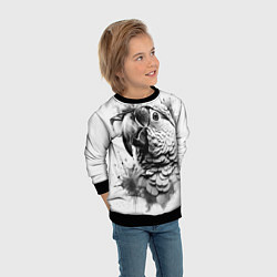 Свитшот детский Попугай ара в старинных очках, цвет: 3D-черный — фото 2