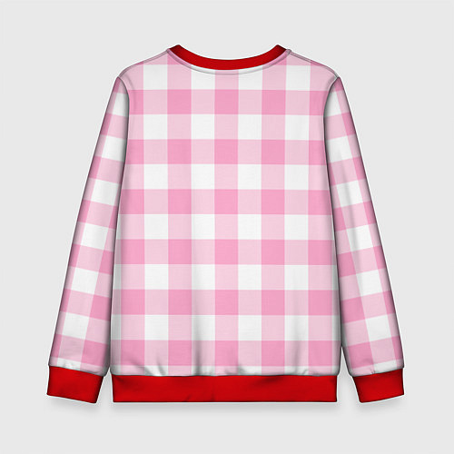 Детский свитшот Барби лого розовая клетка / 3D-Красный – фото 2