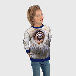 Свитшот детский Ленивец в меху, цвет: 3D-синий — фото 2