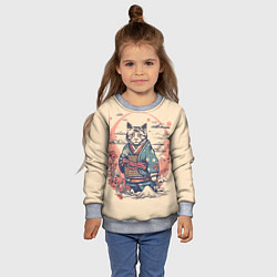 Свитшот детский Кот-самурай, цвет: 3D-меланж — фото 2