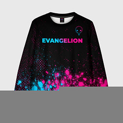 Свитшот детский Evangelion - neon gradient: символ сверху, цвет: 3D-черный