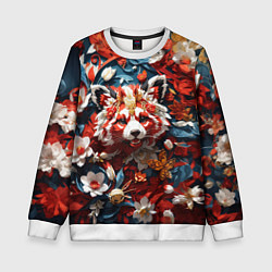 Детский свитшот Красная панда в цветах