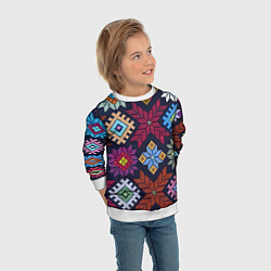 Свитшот детский Орнамент удмуртский, цвет: 3D-белый — фото 2
