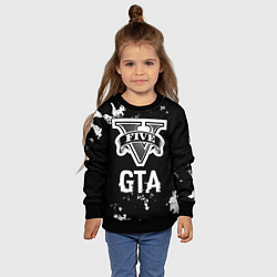 Свитшот детский GTA glitch на темном фоне, цвет: 3D-черный — фото 2
