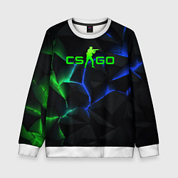 Свитшот детский CS GO green blue neon, цвет: 3D-белый