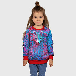 Свитшот детский Лис из розово-голубых узоров, цвет: 3D-красный — фото 2