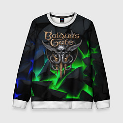 Свитшот детский Baldurs Gate 3 black blue neon, цвет: 3D-белый