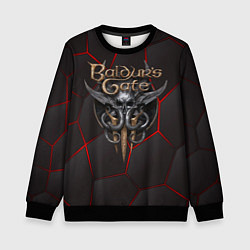 Детский свитшот Baldurs Gate 3 logo red black geometry