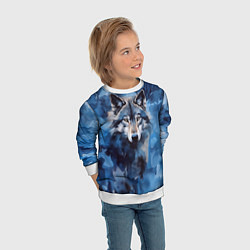 Свитшот детский Голова волка на ледяном фоне, цвет: 3D-белый — фото 2