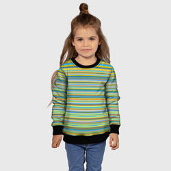 Свитшот детский Горизонтальные разноцветные полосы, цвет: 3D-черный — фото 2