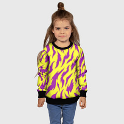 Свитшот детский Кислотный тигр паттерн, цвет: 3D-черный — фото 2