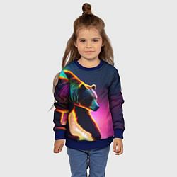 Свитшот детский Неоновый светящийся медведь гризли, цвет: 3D-синий — фото 2