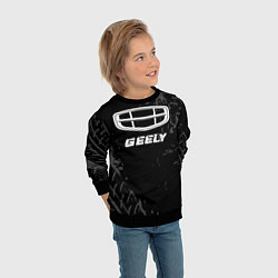 Свитшот детский Geely speed на темном фоне со следами шин, цвет: 3D-черный — фото 2