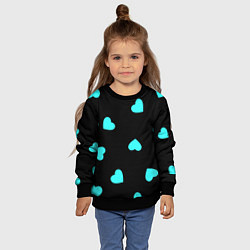Свитшот детский С голубыми сердечками на черном, цвет: 3D-черный — фото 2