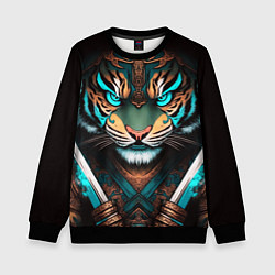 Свитшот детский Тигр самурай, цвет: 3D-черный