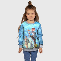 Свитшот детский Реинкарнация безработного - персонажи, цвет: 3D-меланж — фото 2