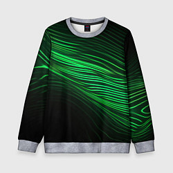 Свитшот детский Green neon lines, цвет: 3D-меланж