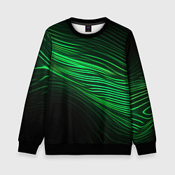 Свитшот детский Green neon lines, цвет: 3D-черный