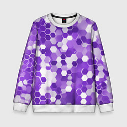 Свитшот детский Кибер Hexagon Фиолетовый, цвет: 3D-белый