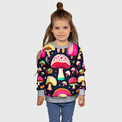 Свитшот детский Грибы рисованные узор, цвет: 3D-меланж — фото 2