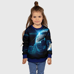 Свитшот детский Космос и сияющая планета, цвет: 3D-синий — фото 2