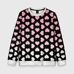 Свитшот детский Розовые сердечки на чёрном, цвет: 3D-белый