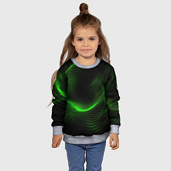 Свитшот детский Зеленая абстракция на черном фоне, цвет: 3D-меланж — фото 2