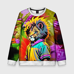 Свитшот детский Funny lion cub - pop art, цвет: 3D-белый