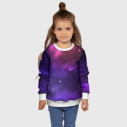 Свитшот детский Разноцветный космос - неоновое свечение, цвет: 3D-белый — фото 2