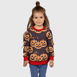 Свитшот детский Фонарь джек в грандж стиле halloween тыква cartoon, цвет: 3D-красный — фото 2
