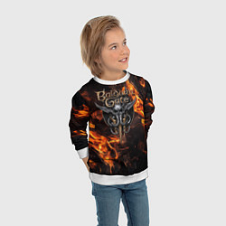Свитшот детский Baldurs Gate 3 fire logo, цвет: 3D-белый — фото 2