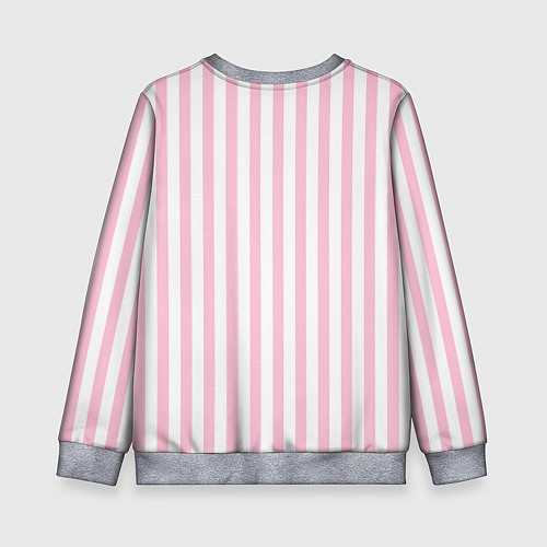 Детский свитшот Barbie - золотая надпись и бело-розовые полосы / 3D-Меланж – фото 2