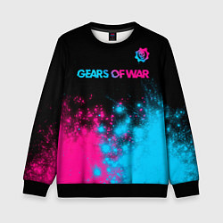 Свитшот детский Gears of War - neon gradient: символ сверху, цвет: 3D-черный