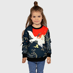 Свитшот детский Кимоно с японскими журавлями, цвет: 3D-черный — фото 2
