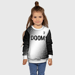 Свитшот детский Doom glitch на светлом фоне: символ сверху, цвет: 3D-белый — фото 2