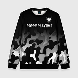 Свитшот детский Poppy Playtime glitch на темном фоне: символ сверх, цвет: 3D-черный