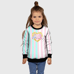 Свитшот детский Кен плюс Барби: сплит розовых и голубых полосок, цвет: 3D-черный — фото 2