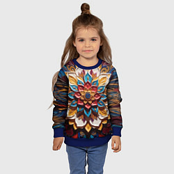 Свитшот детский Цветок масляные краски, цвет: 3D-синий — фото 2