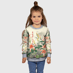 Свитшот детский Тигровые лилии - японский стиль, цвет: 3D-меланж — фото 2