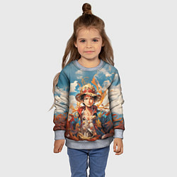 Свитшот детский Луффи в соломенной шляпе, цвет: 3D-меланж — фото 2